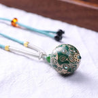 Fortune Jewel Ebony Wood Colorful Lacquer Craft Bead Calm Necklace Pendant Fortune Jewel