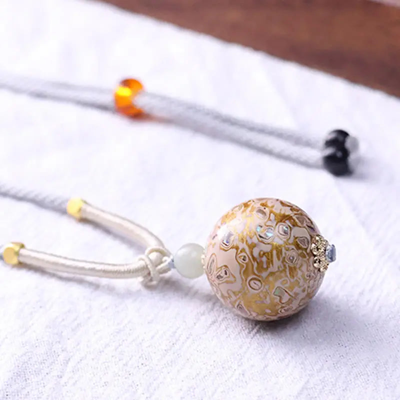 Fortune Jewel Ebony Wood Colorful Lacquer Craft Bead Calm Necklace Pendant Fortune Jewel