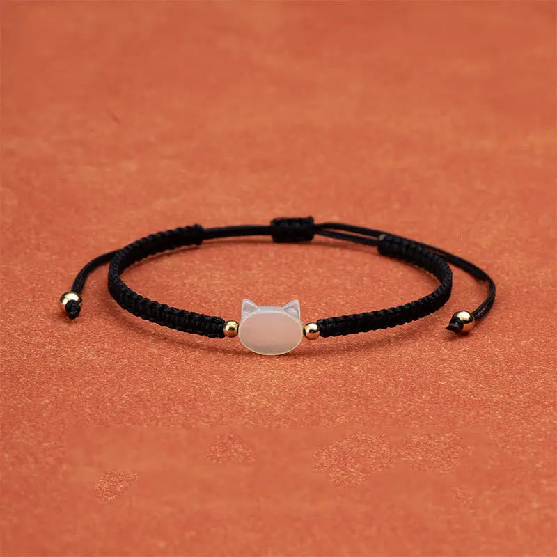 Fortune Jewel Faceless Cat Head Red String Shell Connection Bracelet Fortune Jewel