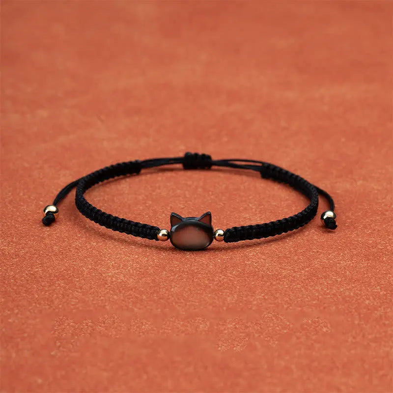 Fortune Jewel Faceless Cat Head Red String Shell Connection Bracelet Fortune Jewel