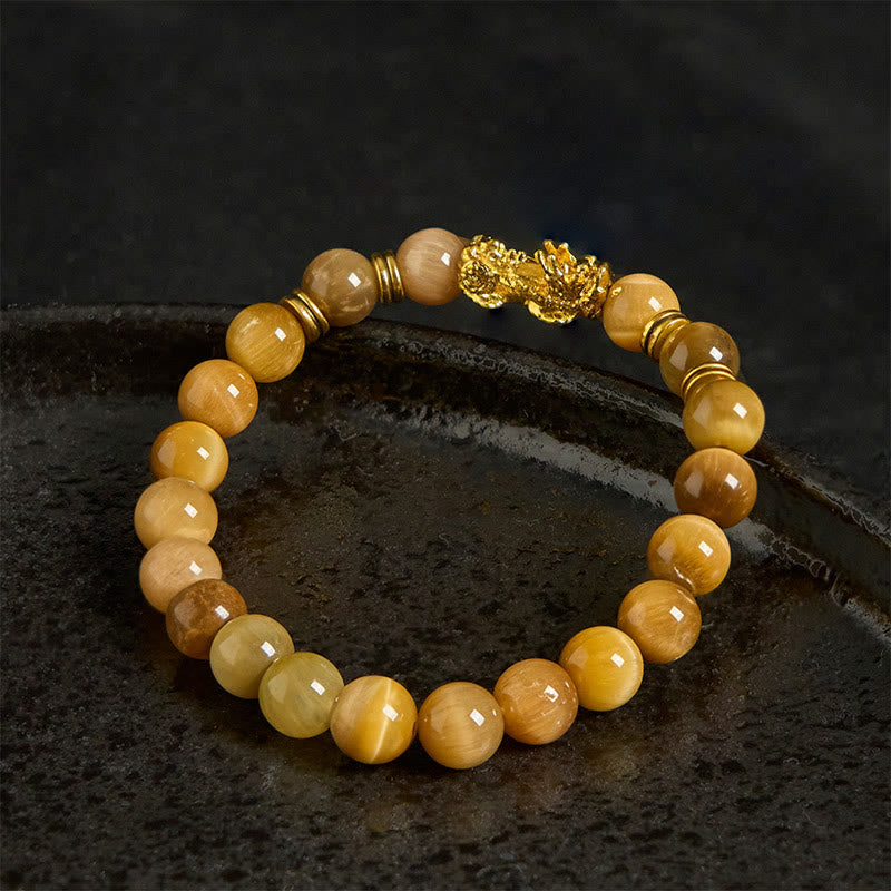 Fortune Jewel Various Color Tiger Eye Beads Spacer Beads Pixiu Wealth Courage Bracelet