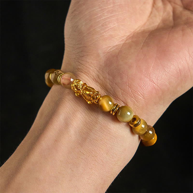 Fortune Jewel Various Color Tiger Eye Beads Spacer Beads Pixiu Wealth Courage Bracelet