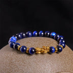 Buddha Stones "Sending Focus and Prosperity" Tiger Eye Pixiu Bracelet Includes Gift Message Card Fortune Jewel