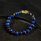 Buddha Stones "Sending Focus and Prosperity" Tiger Eye Pixiu Bracelet Includes Gift Message Card Fortune Jewel