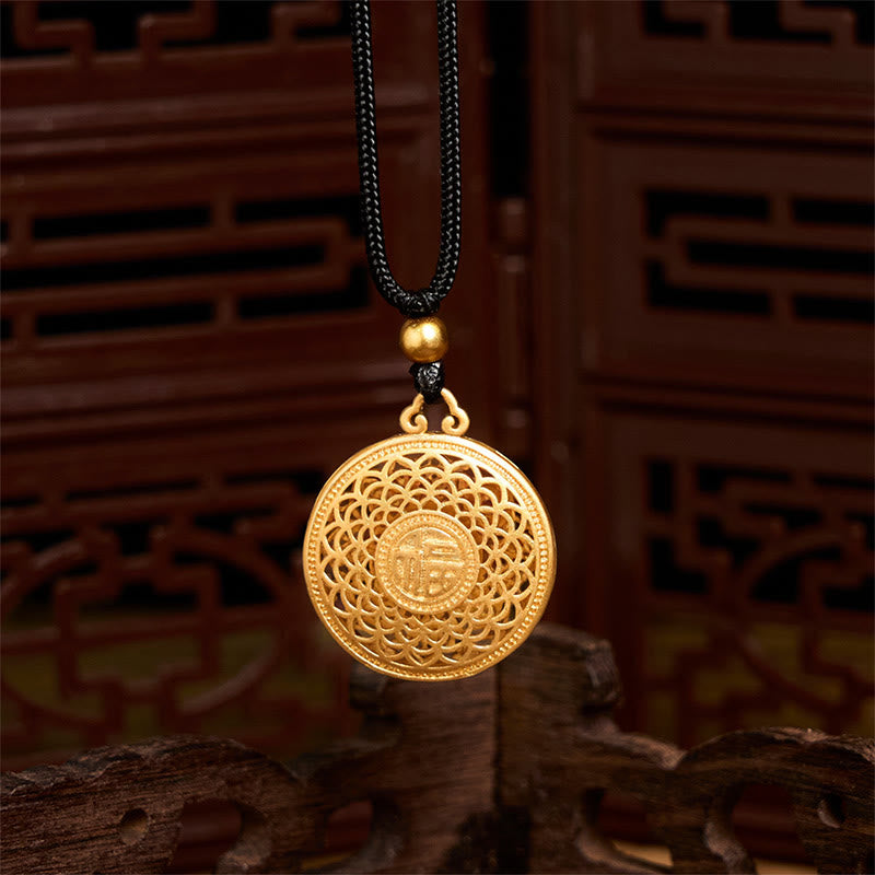 Fortune Jewel Copper Eight Treasure Compass Fu Character Fortune Rope Necklace Pendant