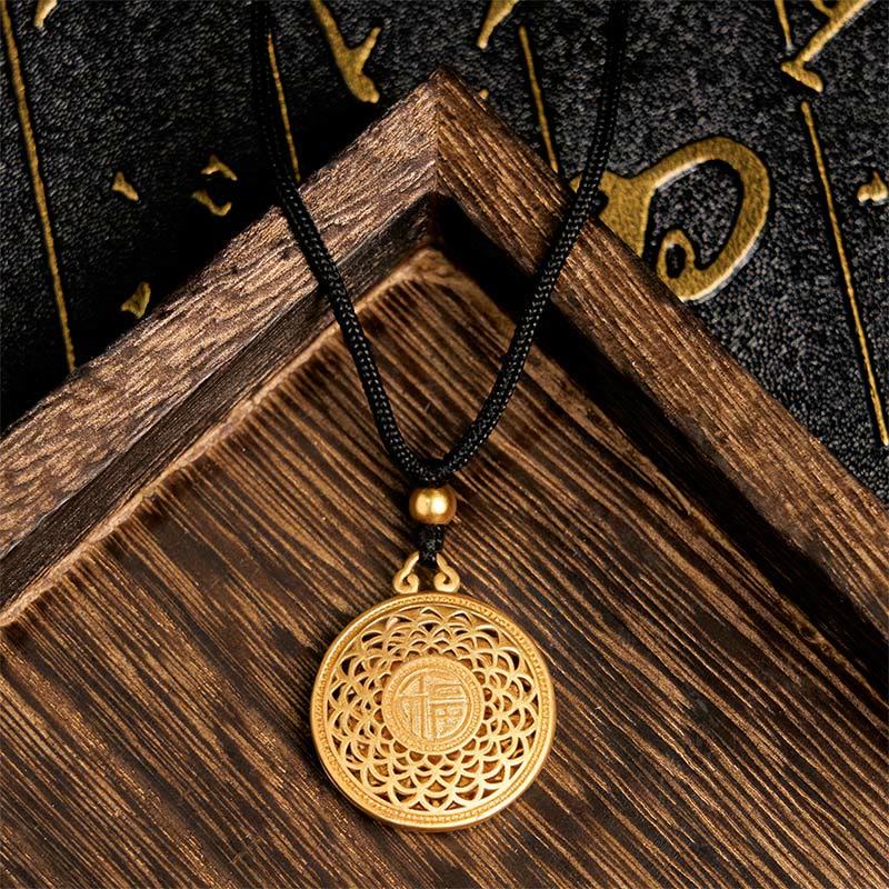 Fortune Jewel Copper Eight Treasure Compass Fu Character Fortune Rope Necklace Pendant