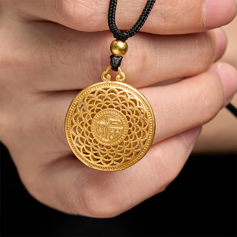 Fortune Jewel Copper Eight Treasure Compass Fu Character Fortune Rope Necklace Pendant