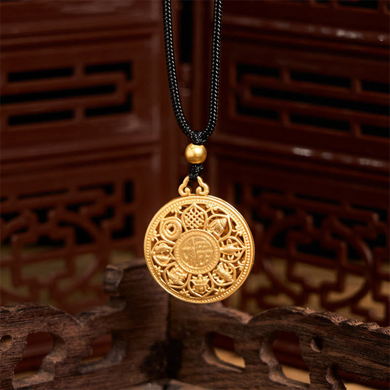 Fortune Jewel Copper Eight Treasure Compass Fu Character Fortune Rope Necklace Pendant