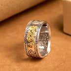 Fortune Jewel Dragon Pattern Heart Sutra Copper Strength Ring Fortune Jewel