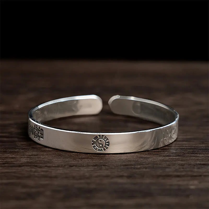 Fortune Jewel Bagua mantra Symbol Copper Plated Silver Wealth Bracelet Bangle Fortune Jewel