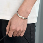 Fortune Jewel Bagua mantra Symbol Copper Plated Silver Wealth Bracelet Bangle Fortune Jewel