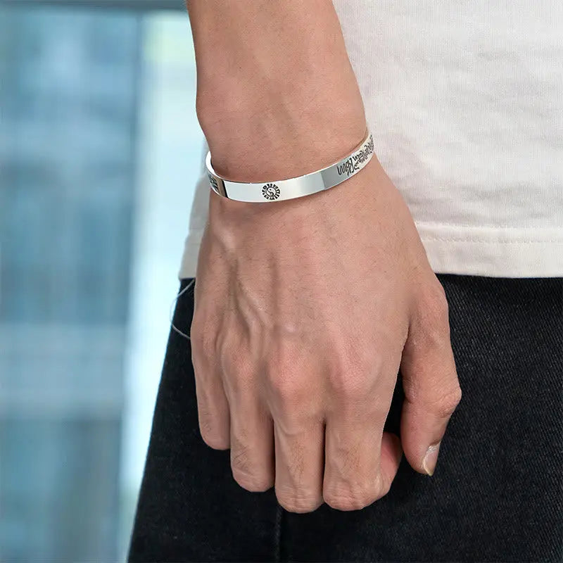 Fortune Jewel Bagua mantra Symbol Copper Plated Silver Wealth Bracelet Bangle Fortune Jewel