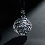Fortune Jewel Taotie Om Mani Padme Hum Copper Plated Silver Wealth Necklace Pendant Fortune Jewel