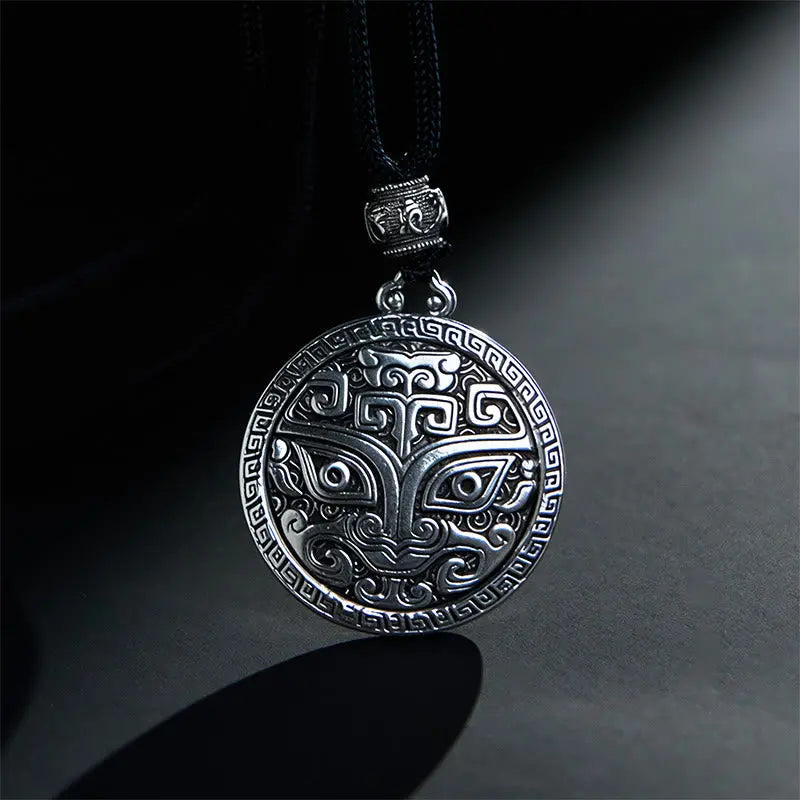 Fortune Jewel Taotie Om Mani Padme Hum Copper Plated Silver Wealth Necklace Pendant Fortune Jewel
