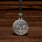 Fortune Jewel Taotie Om Mani Padme Hum Copper Plated Silver Wealth Necklace Pendant Fortune Jewel