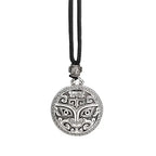 Fortune Jewel Taotie Om Mani Padme Hum Copper Plated Silver Wealth Necklace Pendant Fortune Jewel