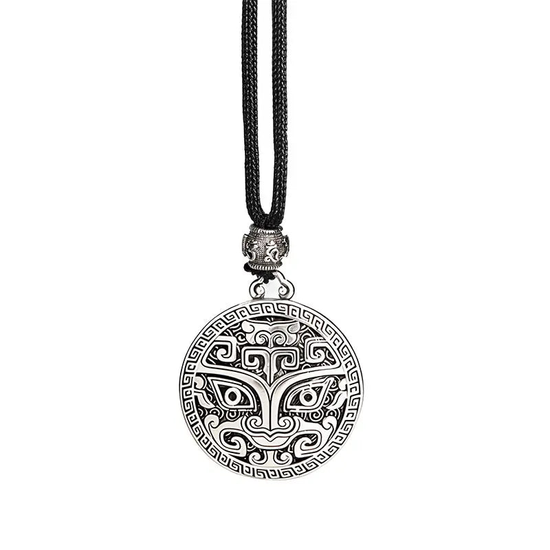 Fortune Jewel Taotie Om Mani Padme Hum Copper Plated Silver Wealth Necklace Pendant Fortune Jewel