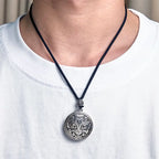 Fortune Jewel Taotie Om Mani Padme Hum Copper Plated Silver Wealth Necklace Pendant Fortune Jewel