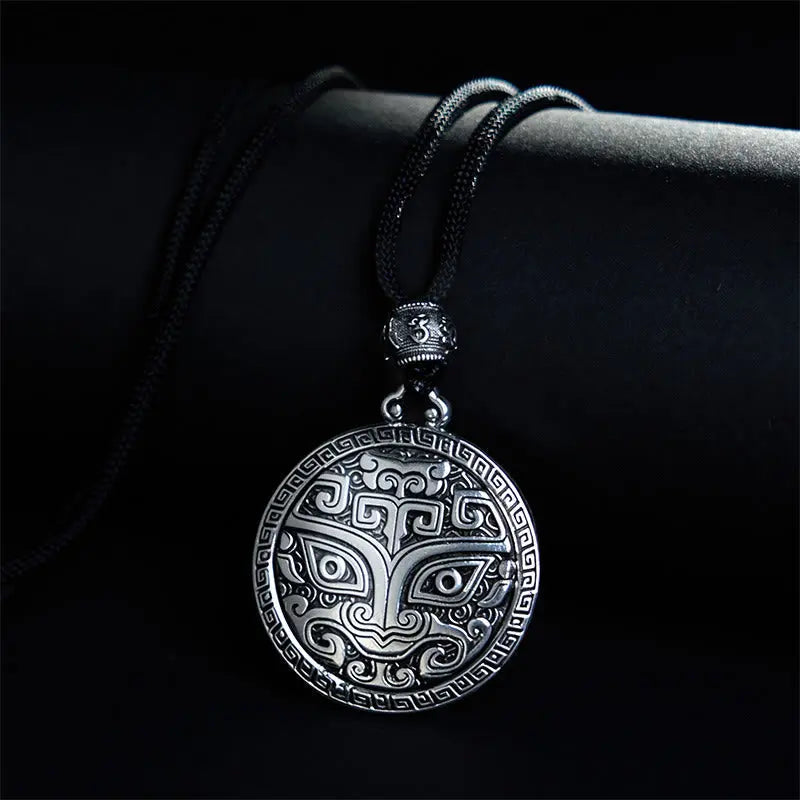 Fortune Jewel Taotie Om Mani Padme Hum Copper Plated Silver Wealth Necklace Pendant Fortune Jewel