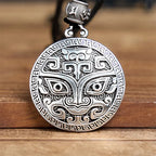 Fortune Jewel Taotie Om Mani Padme Hum Copper Plated Silver Wealth Necklace Pendant Fortune Jewel