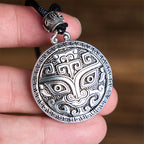 Fortune Jewel Taotie Om Mani Padme Hum Copper Plated Silver Wealth Necklace Pendant Fortune Jewel