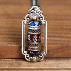 Fortune Jewel Vintage Om Mani Padme Hum Prayer Wheel Copper Luck Pendant Fortune Jewel