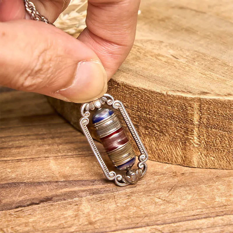 Fortune Jewel Vintage Om Mani Padme Hum Prayer Wheel Copper Luck Pendant Fortune Jewel