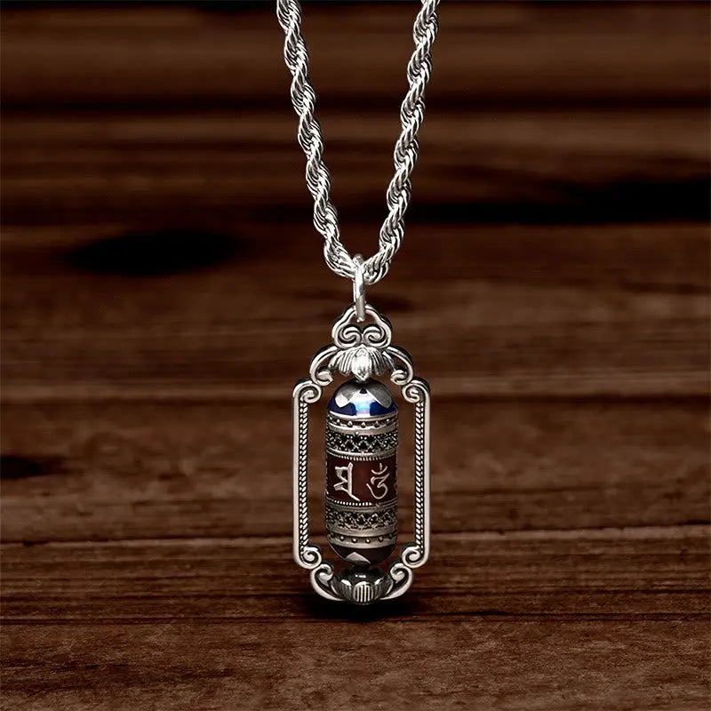 Fortune Jewel Vintage Om Mani Padme Hum Prayer Wheel Copper Luck Pendant Fortune Jewel