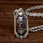 Fortune Jewel Vintage Om Mani Padme Hum Prayer Wheel Copper Luck Pendant Fortune Jewel