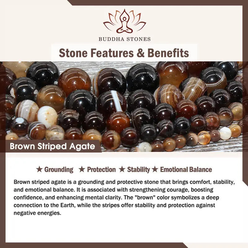 Fortune Jewel Chocolate Siamese Cat Dark Brown Striped Agate Bead Protection Bracelet Fortune Jewel