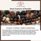 Fortune Jewel Chocolate Siamese Cat Dark Brown Striped Agate Bead Protection Bracelet Fortune Jewel