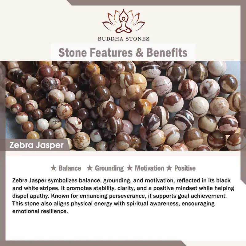 Fortune Jewel Zebra Jasper Agate Bead Positive Bracelet Fortune Jewel