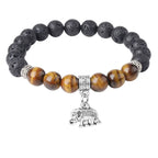 Fortune Jewel Black Lava Rock Crystal Beads Animal Pattern Healing Bracelet Fortune Jewel