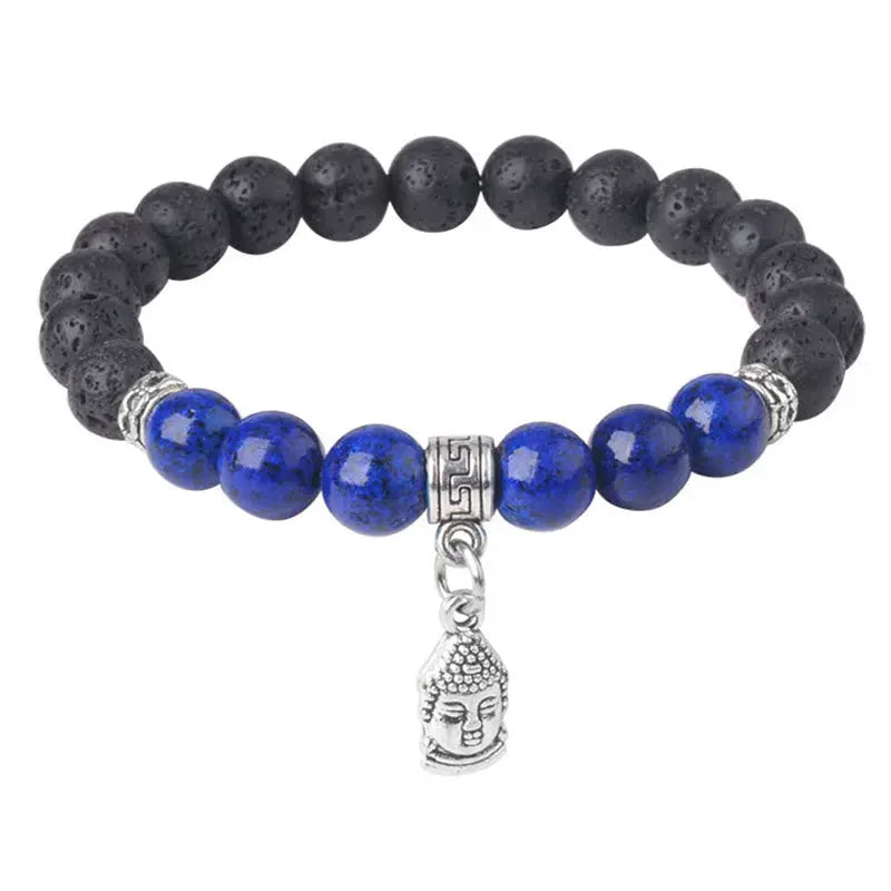 Fortune Jewel Black Lava Rock Crystal Beads Animal Pattern Healing Bracelet Fortune Jewel