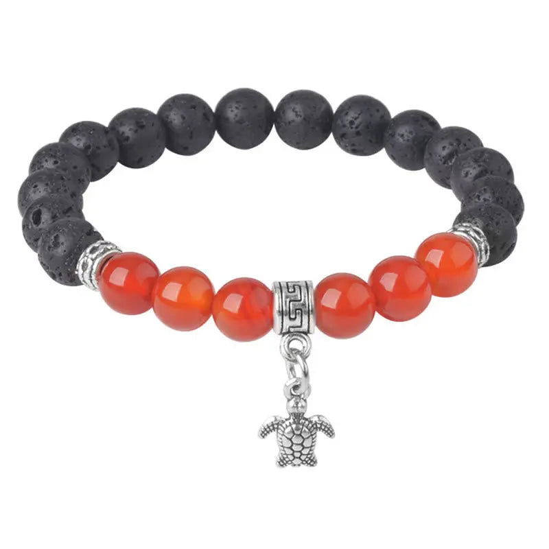 Fortune Jewel Black Lava Rock Crystal Beads Animal Pattern Healing Bracelet Fortune Jewel