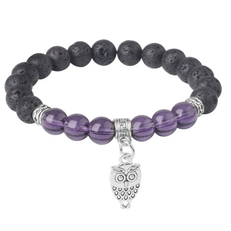 Fortune Jewel Black Lava Rock Crystal Beads Animal Pattern Healing Bracelet Fortune Jewel