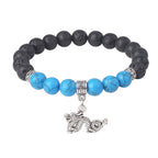 Fortune Jewel Black Lava Rock Crystal Beads Animal Pattern Healing Bracelet Fortune Jewel