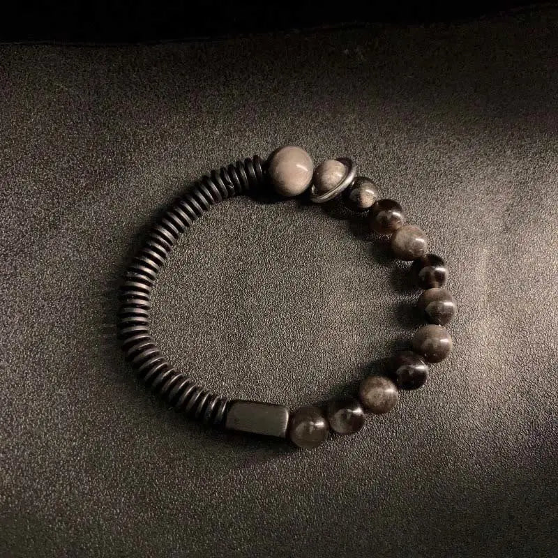 Fortune Jewel Silver Sheen Obsidian Coconut Shell Protection Bracelet Fortune Jewel
