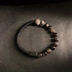 Fortune Jewel Silver Sheen Obsidian Coconut Shell Protection Bracelet Fortune Jewel