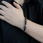 Fortune Jewel Silver Sheen Obsidian Coconut Shell Protection Bracelet Fortune Jewel