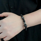 Fortune Jewel Silver Sheen Obsidian Coconut Shell Protection Bracelet Fortune Jewel