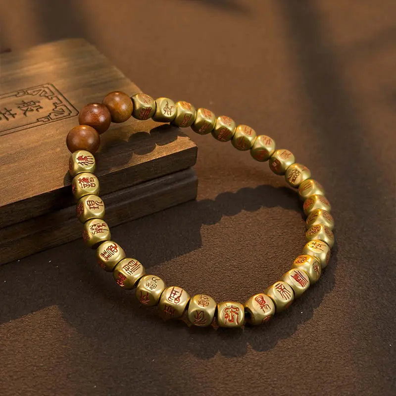 Fortune Jewel Copper Brass Lightning Struck Jujube Wood Beads Wealth Bracelet Fortune Jewel