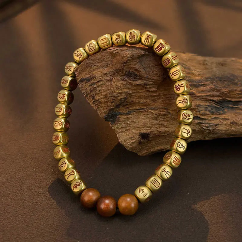 Fortune Jewel Copper Brass Lightning Struck Jujube Wood Beads Wealth Bracelet Fortune Jewel