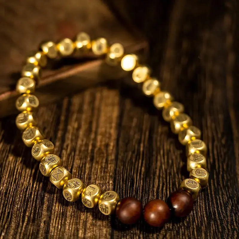 Fortune Jewel Copper Brass Lightning Struck Jujube Wood Beads Wealth Bracelet Fortune Jewel