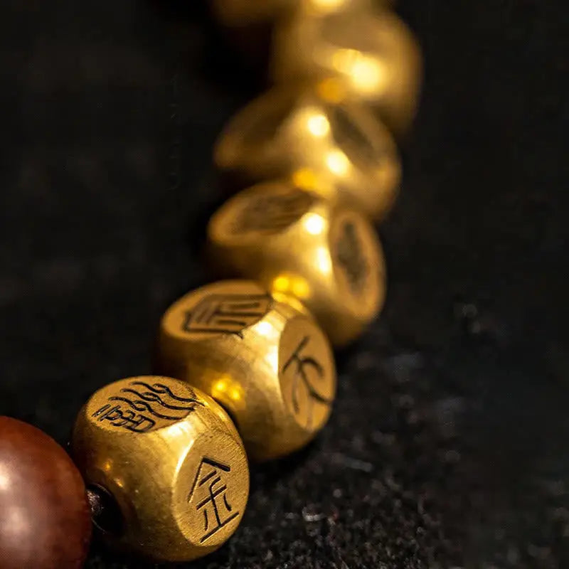 Fortune Jewel Copper Brass Lightning Struck Jujube Wood Beads Wealth Bracelet Fortune Jewel