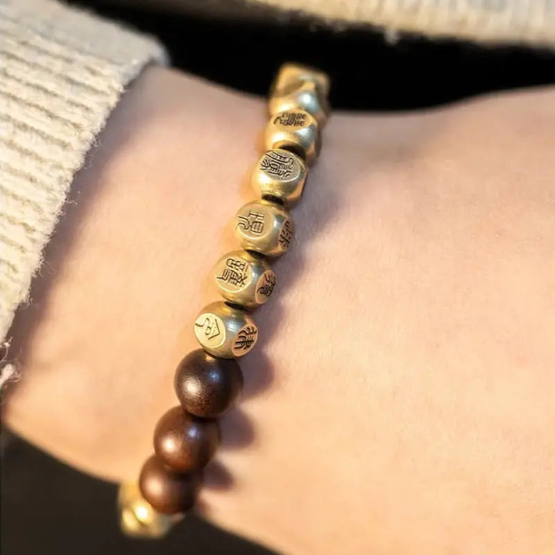 Fortune Jewel Copper Brass Lightning Struck Jujube Wood Beads Wealth Bracelet Fortune Jewel