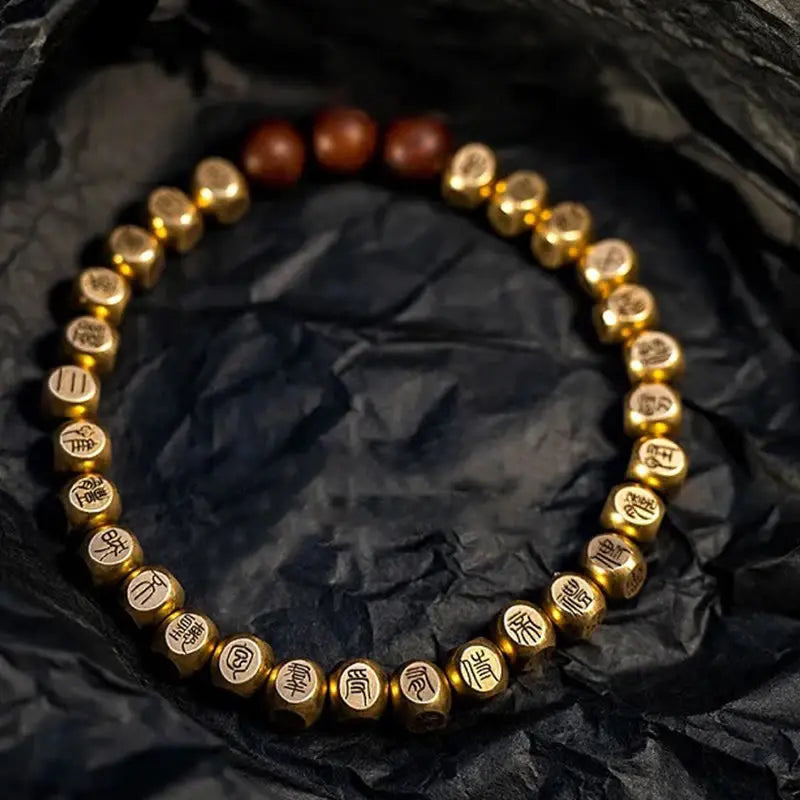 Fortune Jewel Copper Brass Lightning Struck Jujube Wood Beads Wealth Bracelet Fortune Jewel