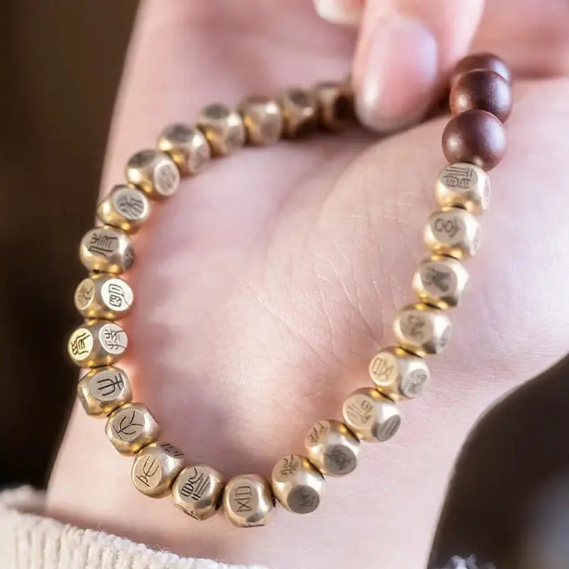 Fortune Jewel Copper Brass Lightning Struck Jujube Wood Beads Wealth Bracelet Fortune Jewel