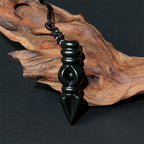Fortune Jewel Tibetan Hetian Cyan Jade Pestle Vajra Dorje Star Harmony Necklace Pendant