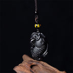 Fortune Jewel Natural Black Obsidian Amphioxus Strength Necklace Pendant